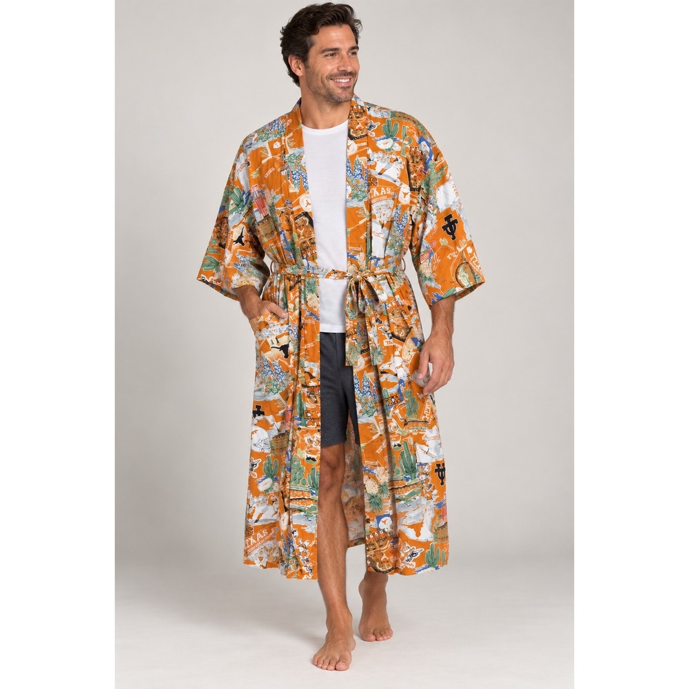 Reyn Spooner Robe Mens L-XL Orange University of Texas Longhorns Rayon Vintage